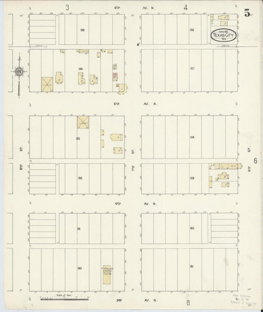 Sanborn Fire Insurance Map from Texas City, Galveston County, Texas (1912), Sheet #0005 - Historic Sanborn Fire Insurance Map Print, vintage old map wall art, antique decor, genealogy gift, Texas Texas map