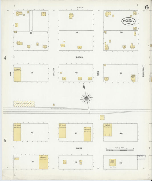 Sanborn Fire Insurance Map from Forney, Kaufman County, Texas (1906), Sheet #0006 - Historic Sanborn Fire Insurance Map Print, vintage old map wall art, antique decor, genealogy gift, Texas Texas map