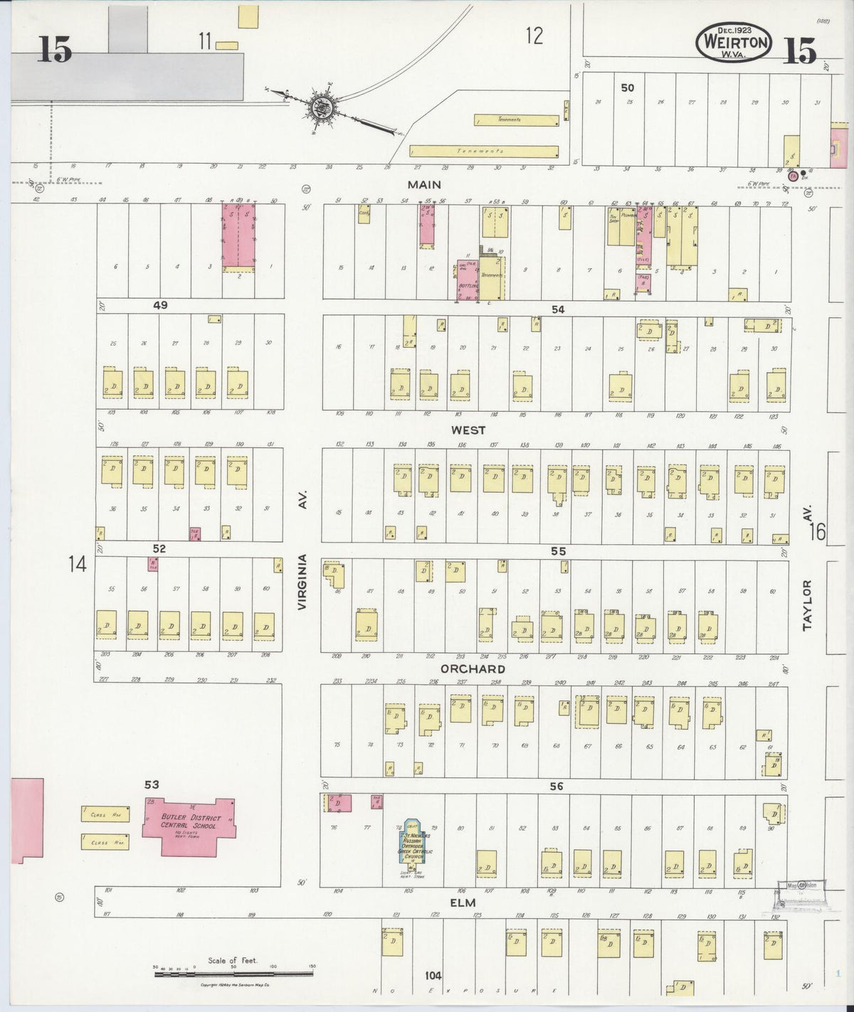Sanborn Fire Insurance Map from Weirton, Hancock County, West Virginia (1923), Sheet #0015 - Complete Map Set gallery image, historic Sanborn map, vintage wall art, West Virginia West Virginia