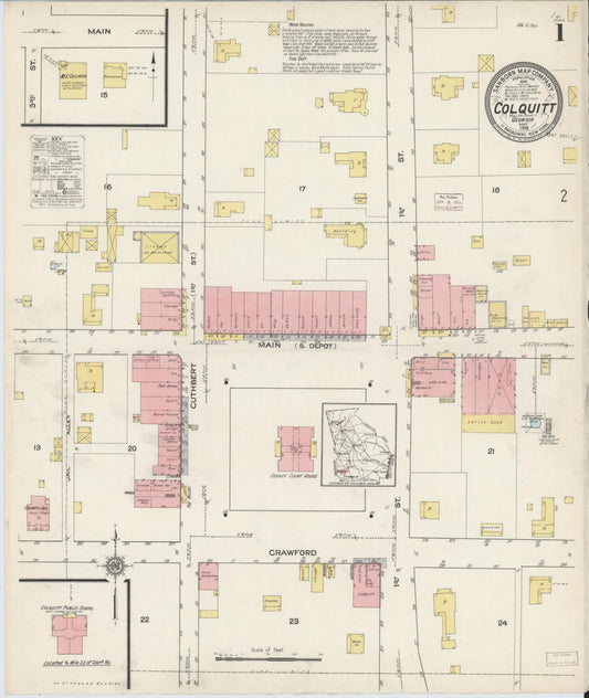 Sanborn Fire Insurance Map from Colquitt, Miller County, Georgia. (1915) – Historic Sanborn Fire Insurance Map Print