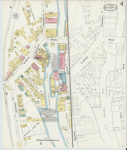 Sanborn Fire Insurance Map from Westerly, Washington County, Rhode Island (1896), Sheet #0004 - Complete Map Set gallery image, historic Sanborn map, vintage wall art, Rhode Island Rhode Island