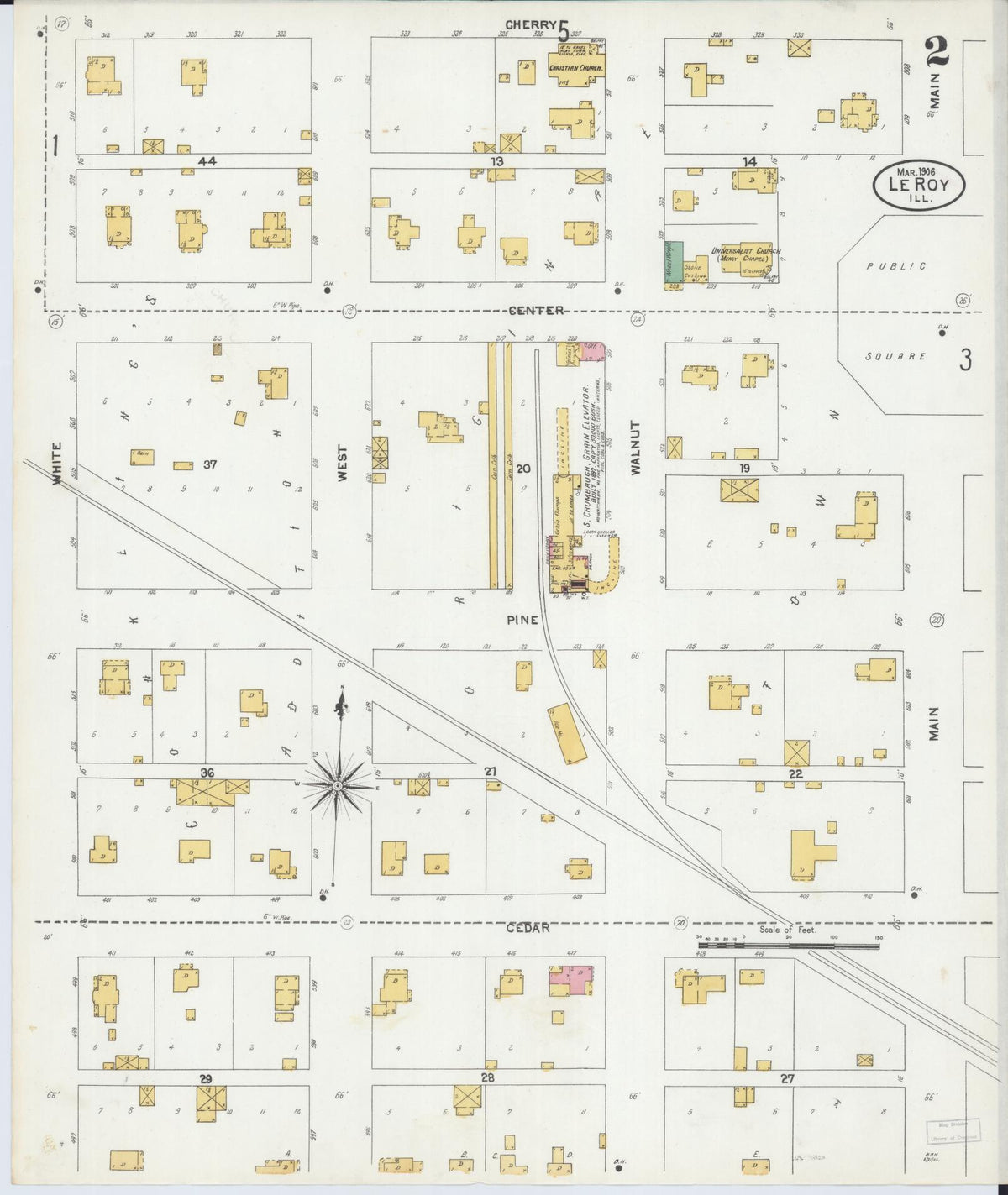 Sanborn Fire Insurance Map from Leroy, McLean County, Illinois (1906), Sheet #0002 - Complete Map Set gallery image, historic Sanborn map, vintage wall art, Illinois Illinois