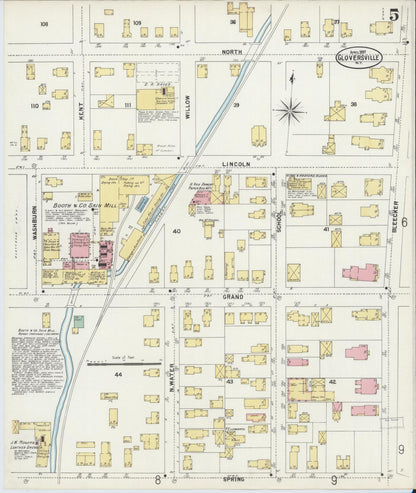 Sanborn Fire Insurance Map from Gloversville, Fulton County, New York (1897), Sheet #0005 - Historic Sanborn Fire Insurance Map Print, vintage old map wall art, antique decor, genealogy gift, New York New York map