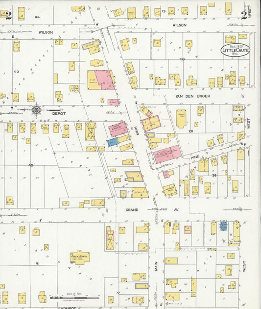 Sanborn Fire Insurance Map from Little Chute, Outagamie County, Wisconsin (1925), Sheet #0002 - Historic Sanborn Fire Insurance Map Print, vintage old map wall art, antique decor, genealogy gift, Wisconsin Wisconsin map