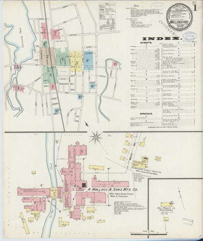 Sanborn Fire Insurance Map from Wallingford, New Haven County, Connecticut (1897), Sheet #0001 - Complete Map Set gallery image, historic Sanborn map, vintage wall art, Connecticut Connecticut