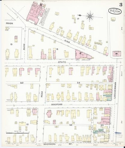 Sanborn Fire Insurance Map from Dover, Kent County, Delaware (1891), Sheet #0003 - Complete Map Set gallery image, historic Sanborn map, vintage wall art, Delaware Delaware