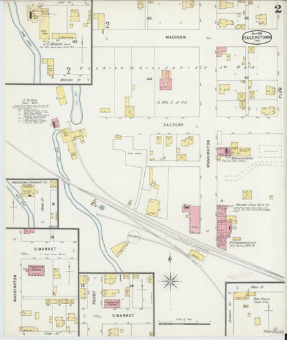 Sanborn Fire Insurance Map from Hagerstown, Wayne County, Indiana (1896), Sheet #0002 - Historic Sanborn Fire Insurance Map Print, vintage old map wall art, antique decor, genealogy gift, Indiana Indiana map