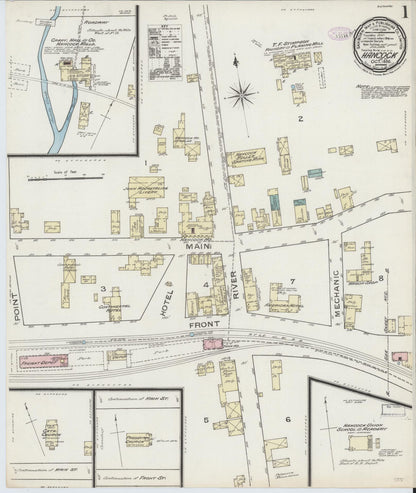 Sanborn Fire Insurance Map from Hancock, Delaware County, New York (1886), Sheet #0001 - Complete Map Set gallery image, historic Sanborn map, vintage wall art, New York New York