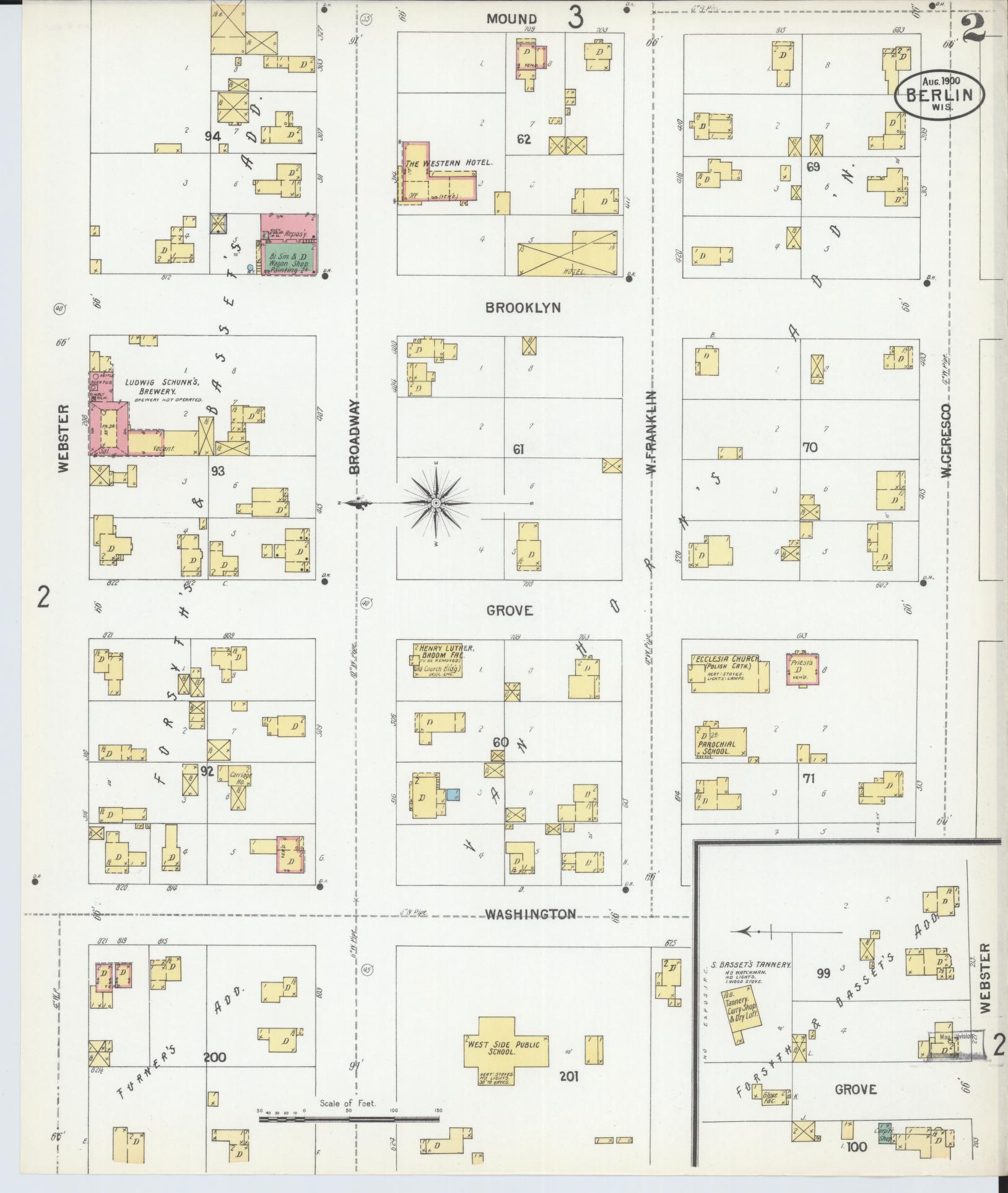 Sanborn Fire Insurance Map from Berlin, Green Lake County, Wisconsin (1900), Sheet #0002 - Historic Sanborn Fire Insurance Map Print, vintage old map wall art, antique decor, genealogy gift, Wisconsin Wisconsin map