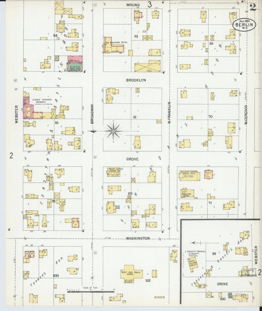 Sanborn Fire Insurance Map from Berlin, Green Lake County, Wisconsin (1900), Sheet #0002 - Historic Sanborn Fire Insurance Map Print, vintage old map wall art, antique decor, genealogy gift, Wisconsin Wisconsin map