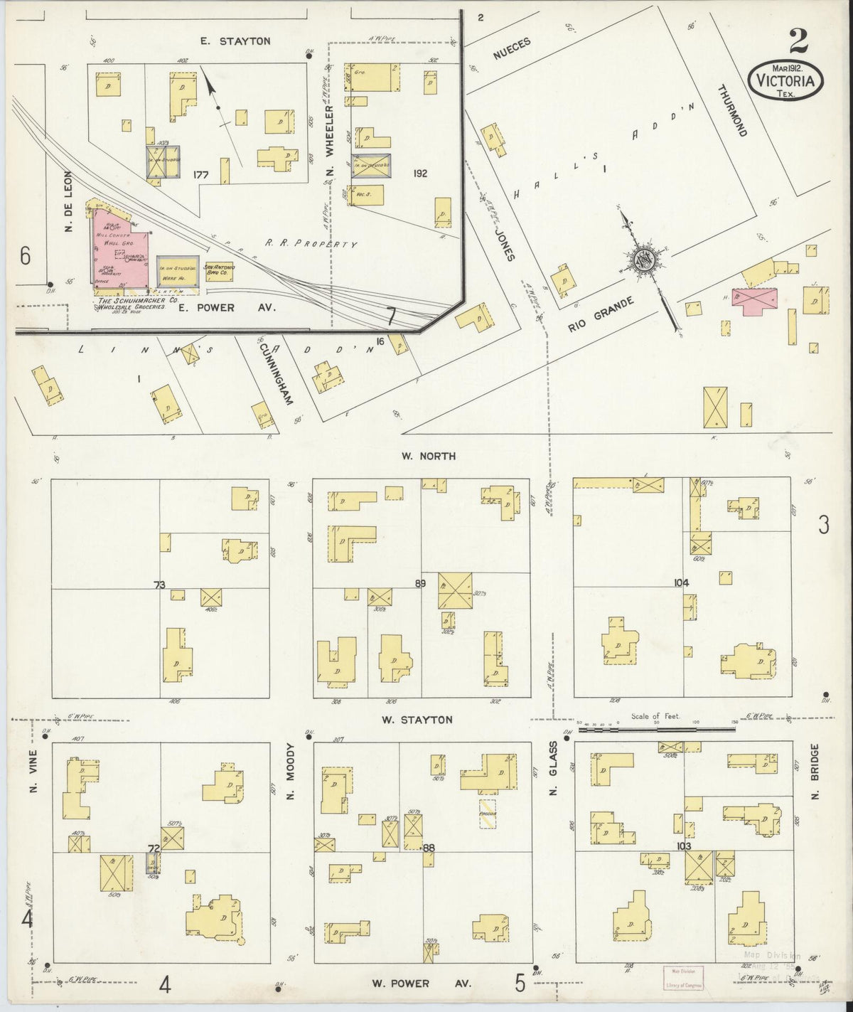Sanborn Fire Insurance Map from Victoria, Victoria County, Texas (1912), Sheet #0002 - Complete Map Set gallery image, historic Sanborn map, vintage wall art, Texas Texas