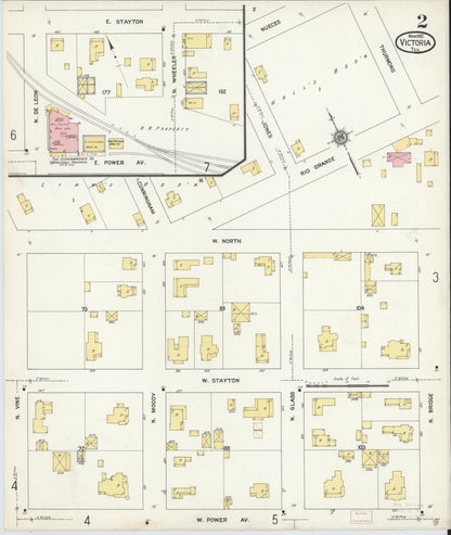 Sanborn Fire Insurance Map from Victoria, Victoria County, Texas (1912), Sheet #0002 - Complete Map Set gallery image, historic Sanborn map, vintage wall art, Texas Texas
