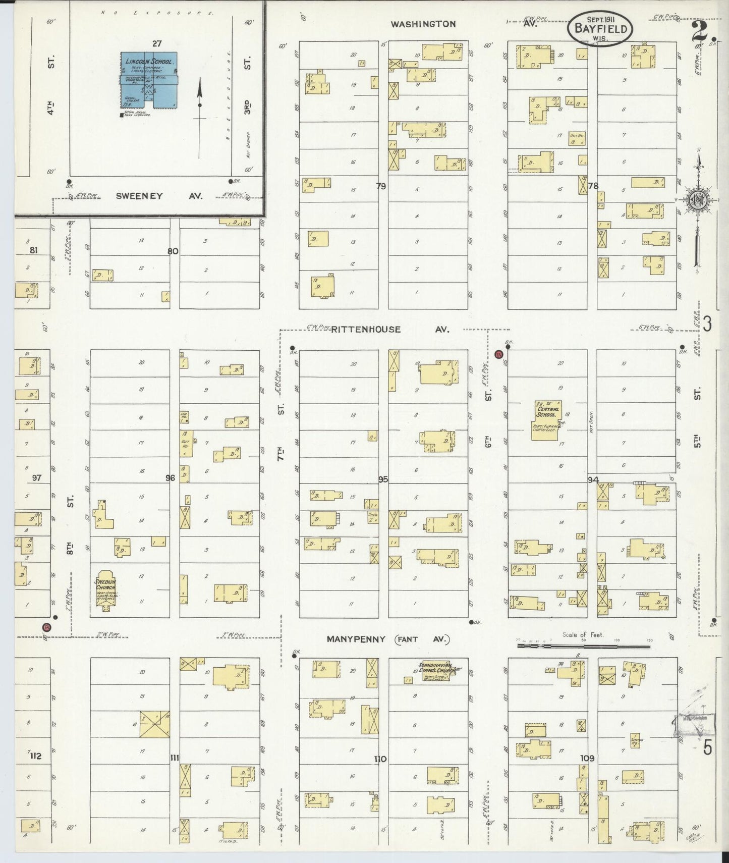 Sanborn Fire Insurance Map from Bayfield, Bayfield County, Wisconsin (1911), Sheet #0002 - Historic Sanborn Fire Insurance Map Print, vintage old map wall art, antique decor, genealogy gift, Wisconsin Wisconsin map
