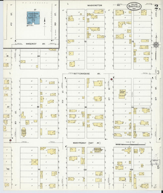 Sanborn Fire Insurance Map from Bayfield, Bayfield County, Wisconsin (1911), Sheet #0002 - Historic Sanborn Fire Insurance Map Print, vintage old map wall art, antique decor, genealogy gift, Wisconsin Wisconsin map