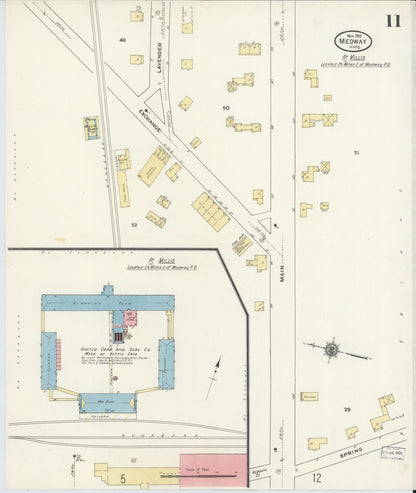 Sanborn Fire Insurance Map from Medway, Norfolk County, Massachusetts (1910), Sheet #0011 - Complete Map Set gallery image, historic Sanborn map, vintage wall art, Massachusetts Massachusetts
