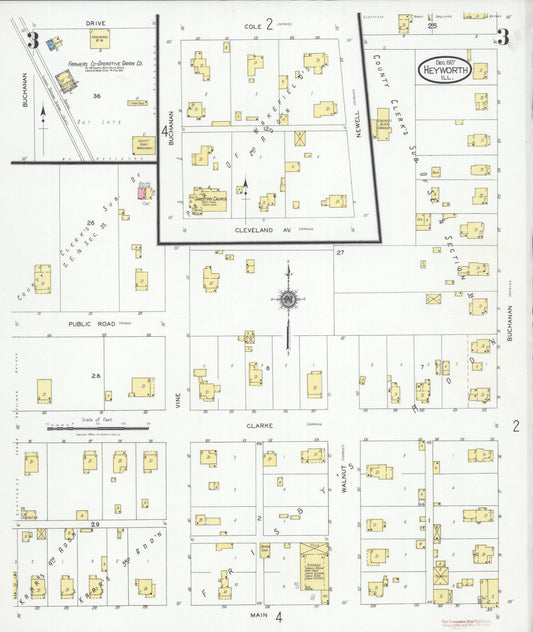 Sanborn Fire Insurance Map from Heyworth, McLean County, Illinois (1927), Sheet #0003 - Historic Sanborn Fire Insurance Map Print, vintage old map wall art, antique decor, genealogy gift, Illinois Illinois map