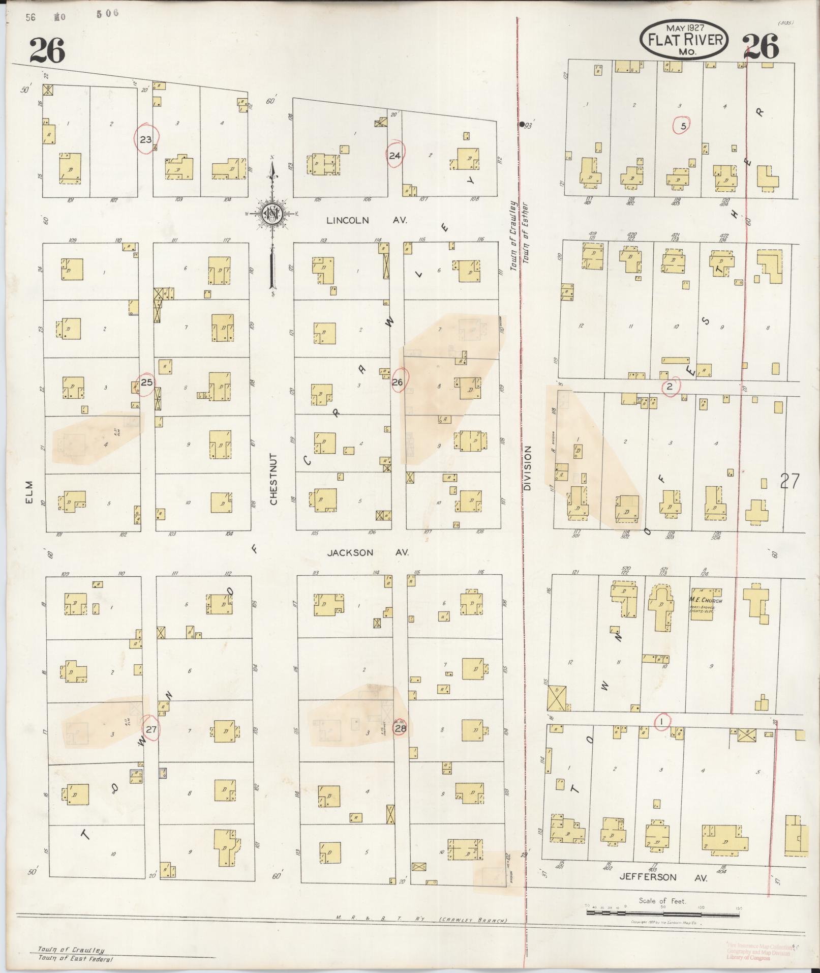 Sanborn Fire Insurance Map from Flat River, Saint Francois County, Missouri (1938), Sheet #0026 - Historic Sanborn Fire Insurance Map Print, vintage old map wall art, antique decor, genealogy gift, Missouri Missouri map
