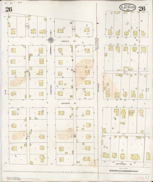 Sanborn Fire Insurance Map from Flat River, Saint Francois County, Missouri (1938), Sheet #0026 - Historic Sanborn Fire Insurance Map Print, vintage old map wall art, antique decor, genealogy gift, Missouri Missouri map
