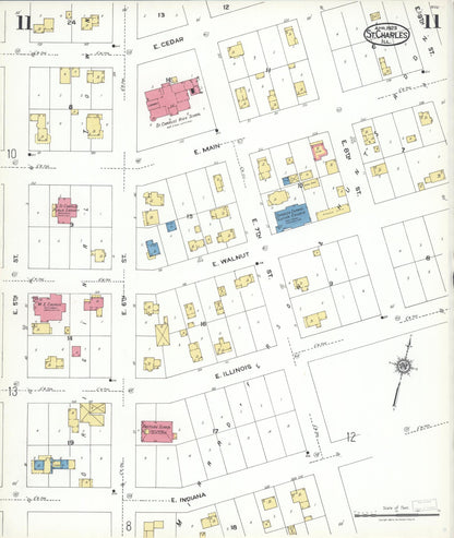 Sanborn Fire Insurance Map from Saint Charles, Kane County, Illinois (1923), Sheet #0011 - Complete Map Set gallery image, historic Sanborn map, vintage wall art, Illinois Illinois