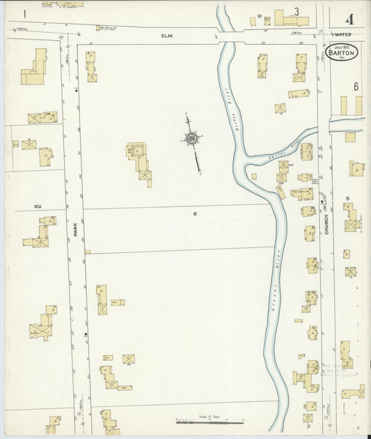Sanborn Fire Insurance Map from Barton, Orleans County, Vermont (1912), Sheet #0004 - Historic Sanborn Fire Insurance Map Print, vintage old map wall art, antique decor, genealogy gift, Vermont Vermont map
