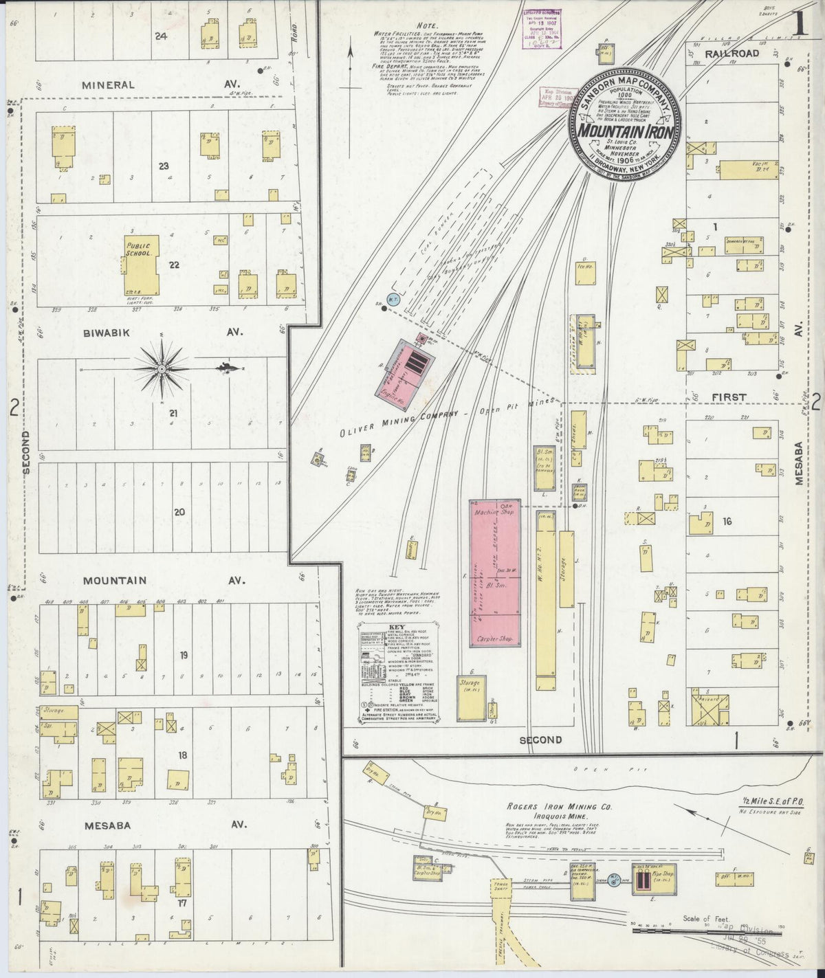 Sanborn Fire Insurance Map from Mountain Iron, Saint Louis County, Minnesota (1906), Sheet #0001 - Complete Map Set gallery image, historic Sanborn map, vintage wall art, Minnesota Minnesota