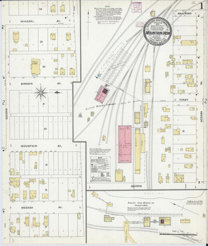 Sanborn Fire Insurance Map from Mountain Iron, Saint Louis County, Minnesota (1906), Sheet #0001 - Complete Map Set gallery image, historic Sanborn map, vintage wall art, Minnesota Minnesota
