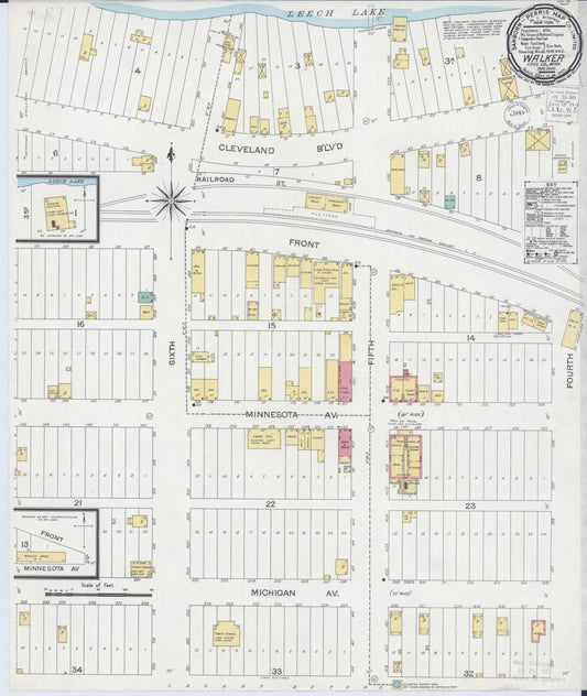 Sanborn Fire Insurance Map from Walker, Cass County, Minnesota (1900), Sheet #0001 - Historic Sanborn Fire Insurance Map Print, vintage old map wall art, antique decor, genealogy gift, Minnesota Minnesota map