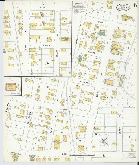 Sanborn Fire Insurance Map from Lake Linden, Houghton County, Michigan (1908), Sheet #0006 - Historic Sanborn Fire Insurance Map Print, vintage old map wall art, antique decor, genealogy gift, Michigan Michigan map