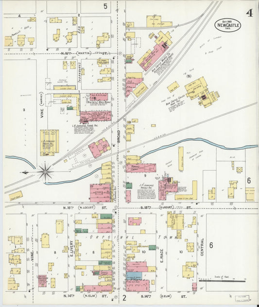 Sanborn Fire Insurance Map from New Castle, Henry County, Indiana (1901), Sheet #0004 - Historic Sanborn Fire Insurance Map Print, vintage old map wall art, antique decor, genealogy gift, Indiana Indiana map