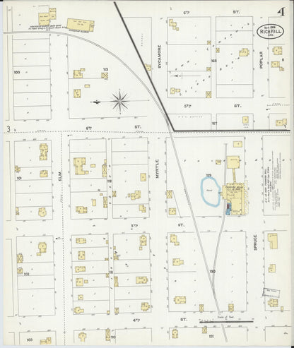 Sanborn Fire Insurance Map from Rich Hill, Bates County, Missouri (1906), Sheet #0004 - Complete Map Set gallery image, historic Sanborn map, vintage wall art, Missouri Missouri