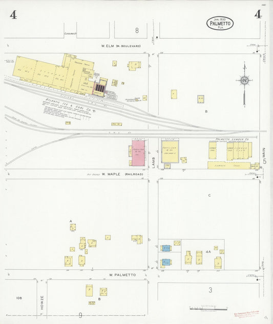 Sanborn Fire Insurance Map from Palmetto, Manatee County, Florida (1930), Sheet #0004 - Historic Sanborn Fire Insurance Map Print, vintage old map wall art, antique decor, genealogy gift, Florida Florida map