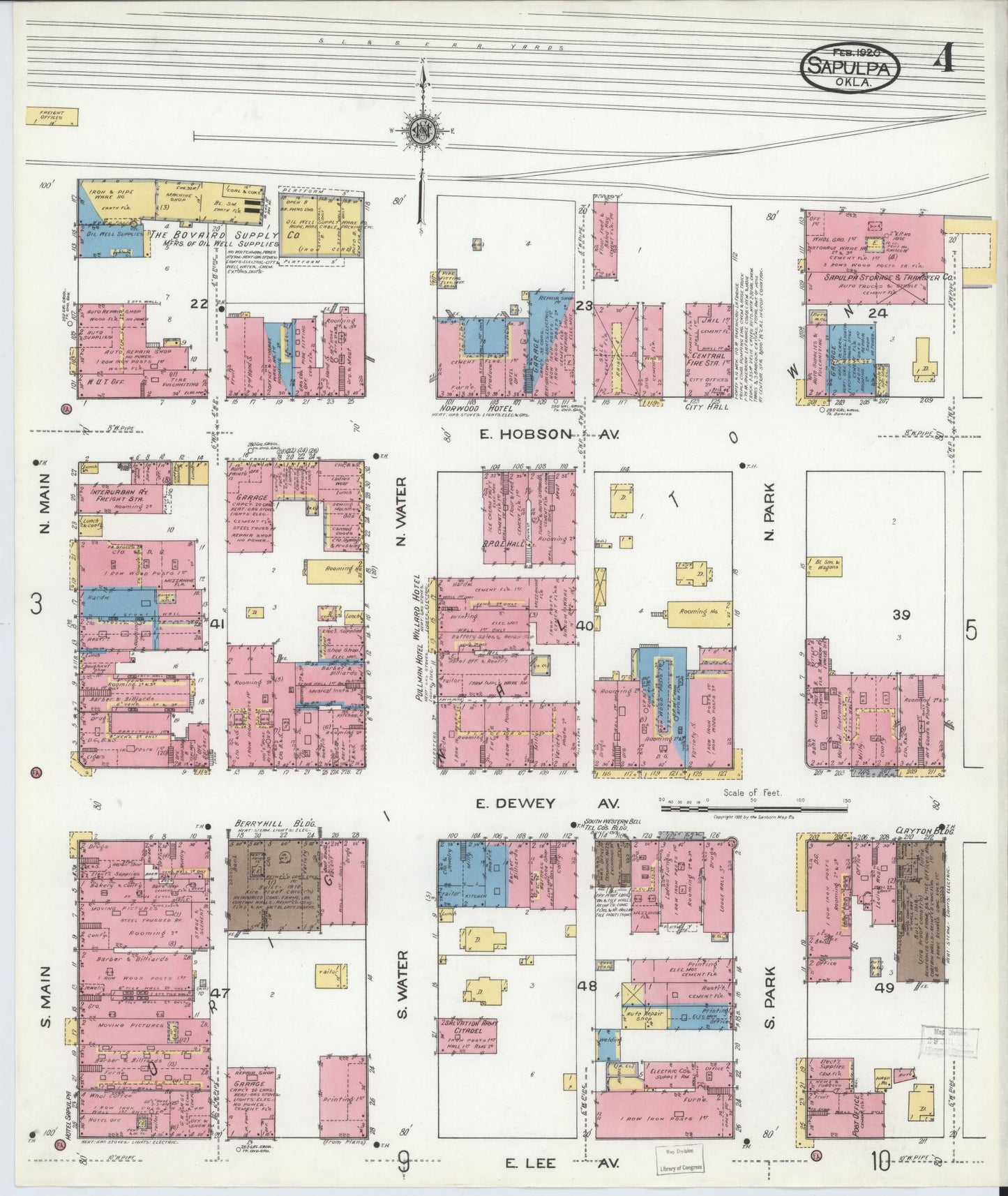 Sanborn Fire Insurance Map from Sapulpa, Creek County, Oklahoma (1920), Sheet #0004 - Complete Map Set gallery image, historic Sanborn map, vintage wall art, Oklahoma Oklahoma