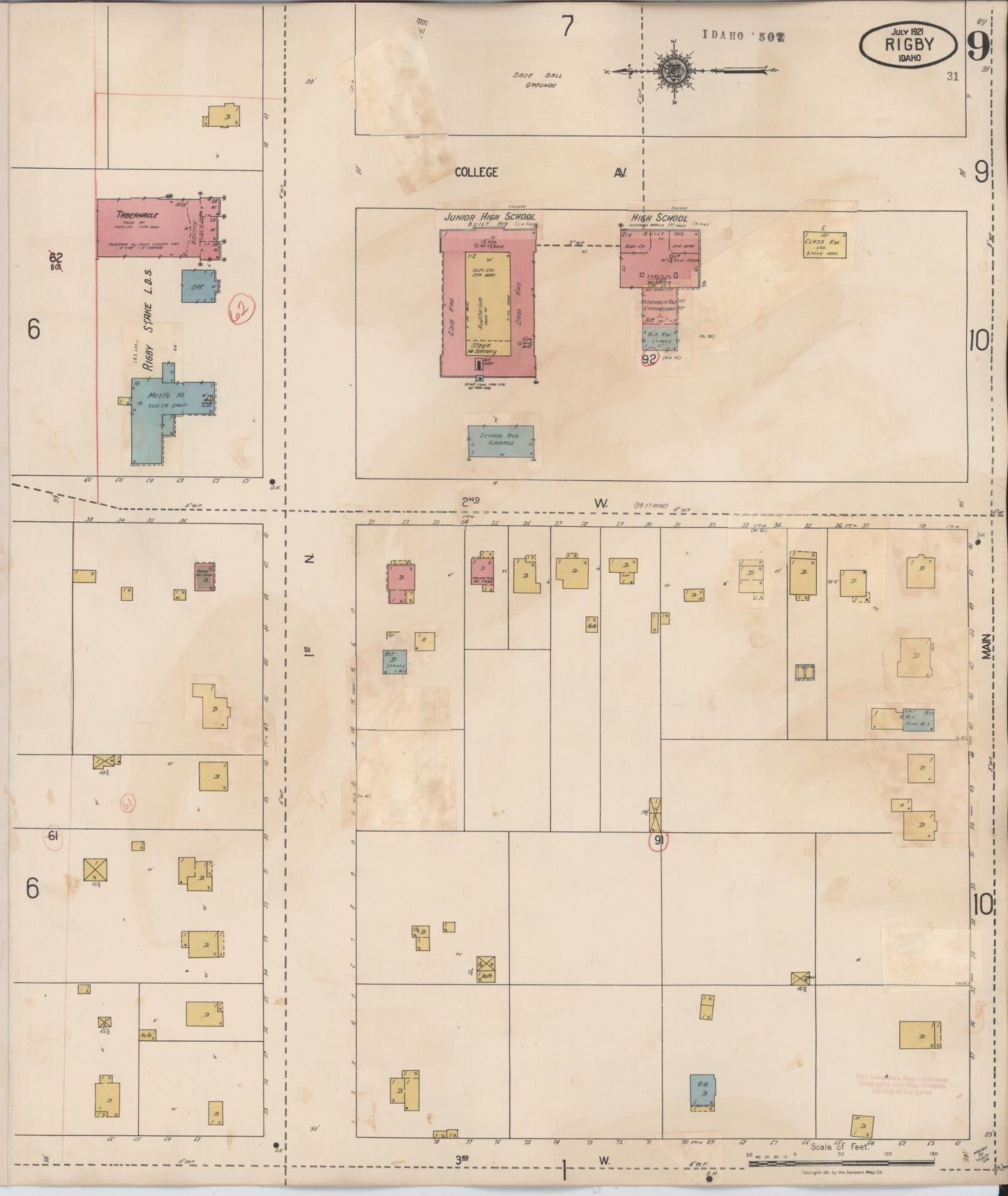Sanborn Fire Insurance Map from Rigby, Jefferson County, Idaho (1943), Sheet #0009 - Complete Map Set gallery image, historic Sanborn map, vintage wall art, Idaho Idaho