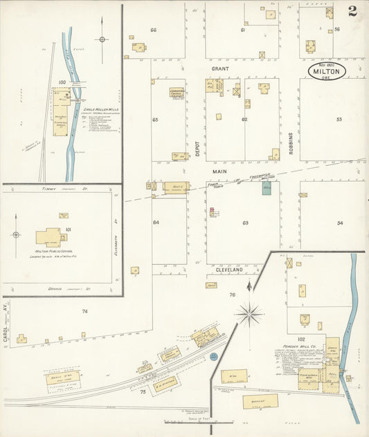 Sanborn Fire Insurance Map from Milton, Umatilla County, Oregon (1900), Sheet #0002 - Historic Sanborn Fire Insurance Map Print, vintage old map wall art, antique decor, genealogy gift, Oregon Oregon map