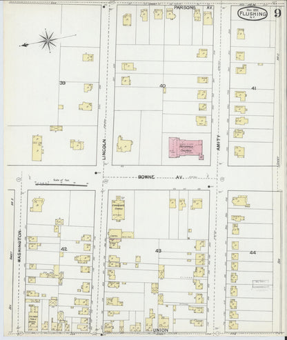 Sanborn Fire Insurance Map from Flushing, Queens County, New York (1892), Sheet #0009 - Historic Sanborn Fire Insurance Map Print, vintage old map wall art, antique decor, genealogy gift, New York New York map