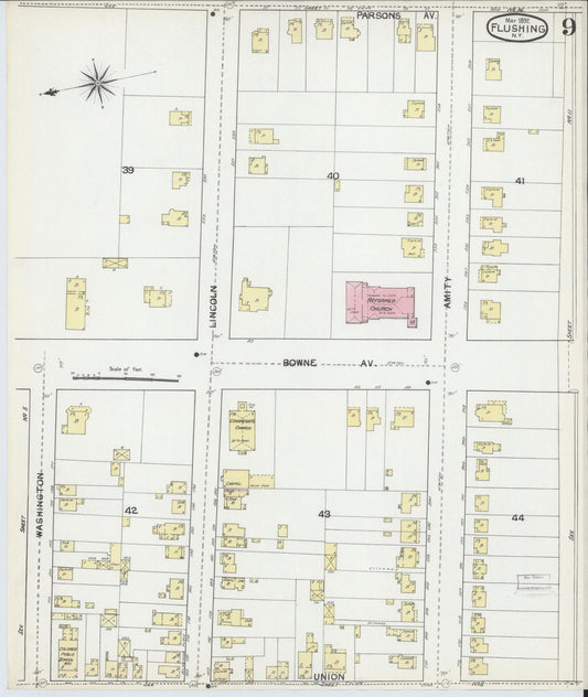 Sanborn Fire Insurance Map from Flushing, Queens County, New York (1892), Sheet #0009 - Historic Sanborn Fire Insurance Map Print, vintage old map wall art, antique decor, genealogy gift, New York New York map