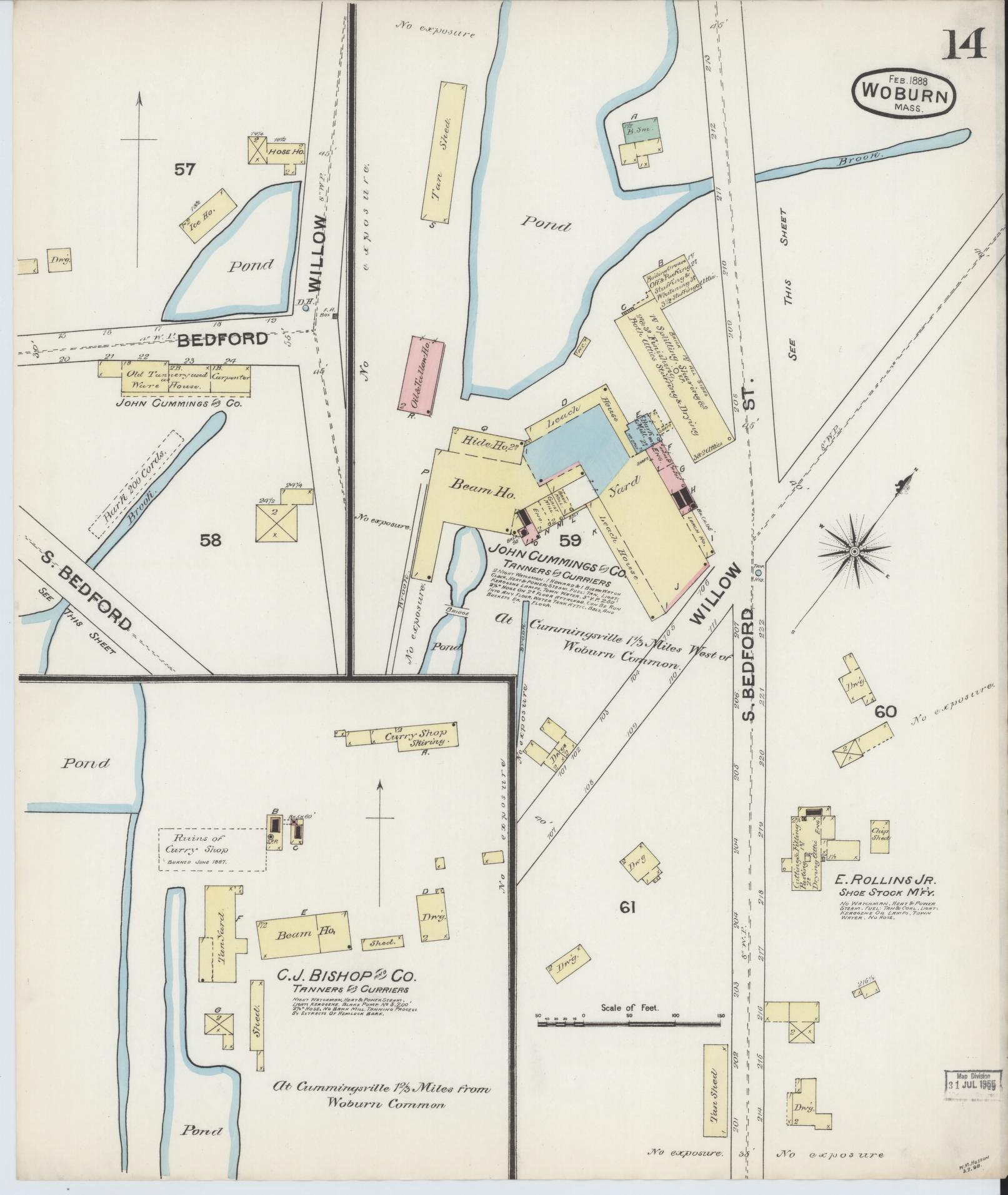 Sanborn Fire Insurance Map from Woburn, Middlesex County, Massachusetts (1888), Sheet #0014 - Complete Map Set gallery image, historic Sanborn map, vintage wall art, Massachusetts Massachusetts