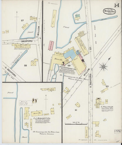 Sanborn Fire Insurance Map from Woburn, Middlesex County, Massachusetts (1888), Sheet #0014 - Complete Map Set gallery image, historic Sanborn map, vintage wall art, Massachusetts Massachusetts