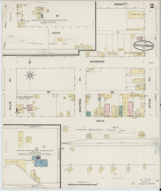 Sanborn Fire Insurance Map from Schulenburg, Fayette County, Texas (1889), Sheet #0002 - Historic Sanborn Fire Insurance Map Print, vintage old map wall art, antique decor, genealogy gift, Texas Texas map