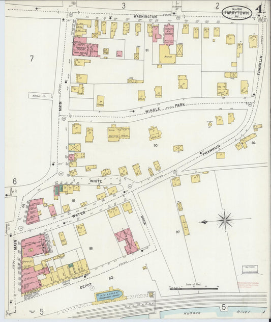 Sanborn Fire Insurance Map from Tarrytown, Westchester County, New York (1898), Sheet #0004 - Historic Sanborn Fire Insurance Map Print, vintage old map wall art, antique decor, genealogy gift, New York New York map