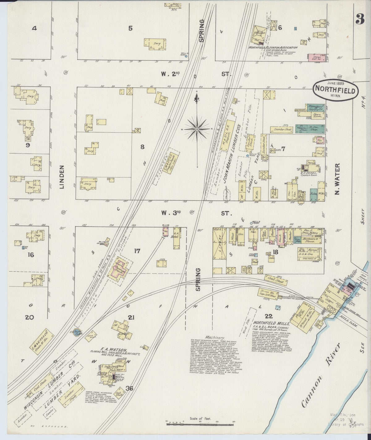 Sanborn Fire Insurance Map from Northfield, Rice County, Minnesota (1889), Sheet #0003 - Historic Sanborn Fire Insurance Map Print, vintage old map wall art, antique decor, genealogy gift, Minnesota Minnesota map