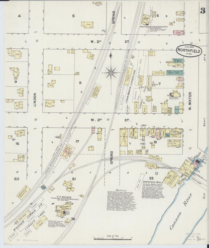 Sanborn Fire Insurance Map from Northfield, Rice County, Minnesota (1889), Sheet #0003 - Historic Sanborn Fire Insurance Map Print, vintage old map wall art, antique decor, genealogy gift, Minnesota Minnesota map
