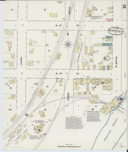 Sanborn Fire Insurance Map from Northfield, Rice County, Minnesota (1889), Sheet #0003 - Historic Sanborn Fire Insurance Map Print, vintage old map wall art, antique decor, genealogy gift, Minnesota Minnesota map