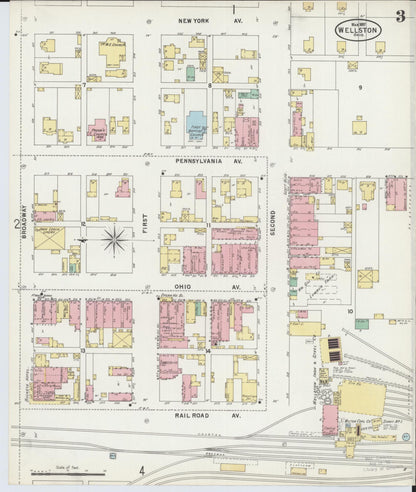 Sanborn Fire Insurance Map from Wellston, Jackson County, Ohio (1897), Sheet #0003 - Complete Map Set gallery image, historic Sanborn map, vintage wall art, Ohio Ohio