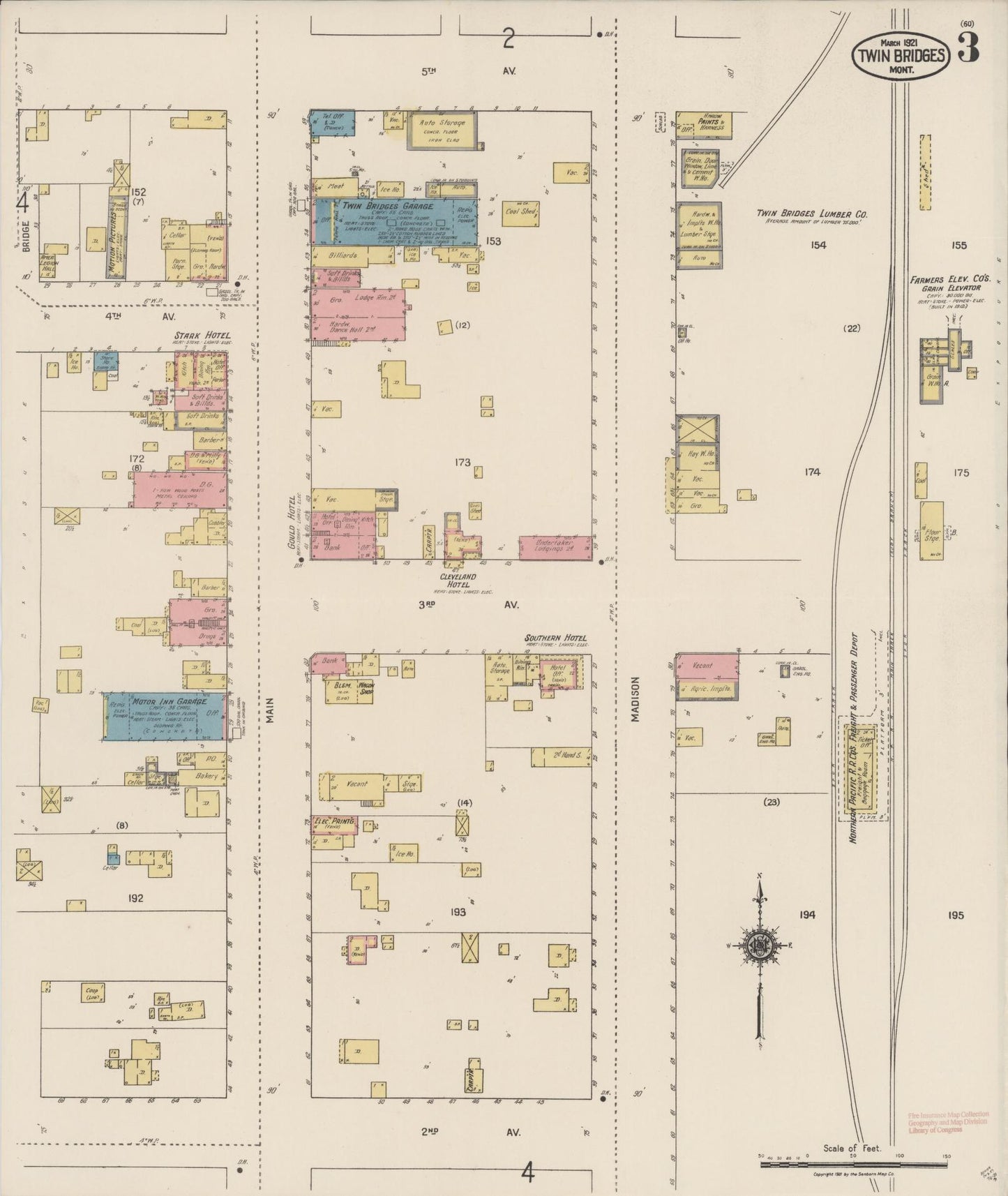 Sanborn Fire Insurance Map from Twin Bridges, Madison County, Montana (1921), Sheet #0003 - Historic Sanborn Fire Insurance Map Print, vintage old map wall art, antique decor, genealogy gift, Montana Montana map