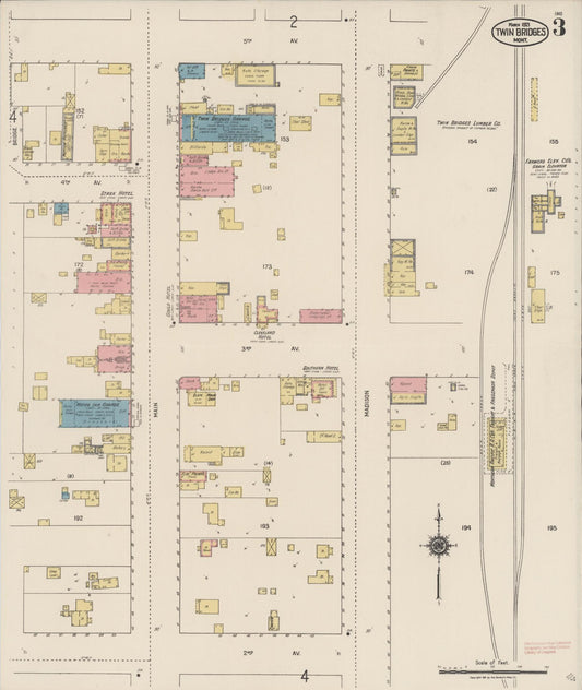 Sanborn Fire Insurance Map from Twin Bridges, Madison County, Montana (1921), Sheet #0003 - Historic Sanborn Fire Insurance Map Print, vintage old map wall art, antique decor, genealogy gift, Montana Montana map