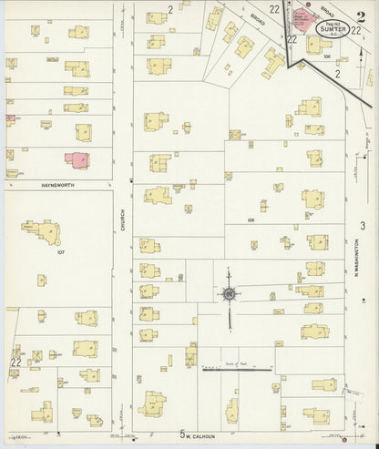 Sanborn Fire Insurance Map from Sumter, Sumter County, South Carolina (1912), Sheet #0002 - Complete Map Set gallery image, historic Sanborn map, vintage wall art, South Carolina South Carolina