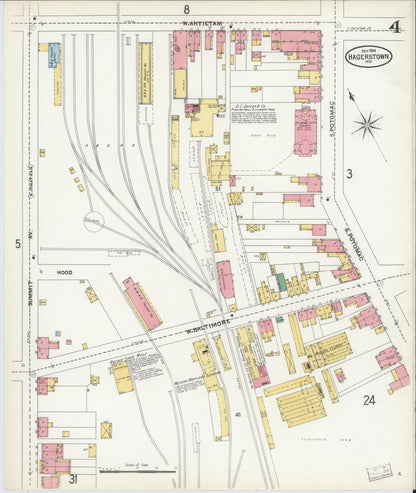 Sanborn Fire Insurance Map from Hagerstown, Washington County, Maryland (1904), Sheet #0004 - Complete Map Set gallery image, historic Sanborn map, vintage wall art, Maryland Maryland