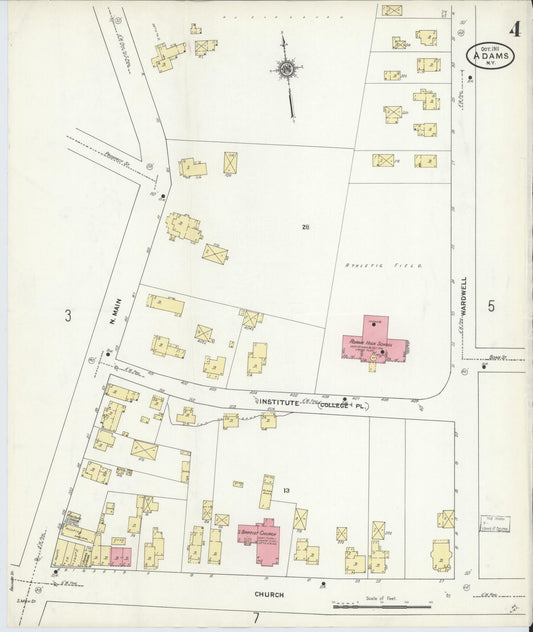 Sanborn Fire Insurance Map from Adams, Jefferson County, New York (1911), Sheet #0004 - Historic Sanborn Fire Insurance Map Print, vintage old map wall art, antique decor, genealogy gift, New York New York map