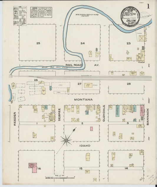 Sanborn Fire Insurance Map from Dillon, Beaverhead County, Montana. (1884) – Historic Sanborn Fire Insurance Map Print